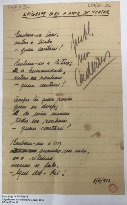 Jorge de Sena - Epígrafe para a arte de roubar.jp