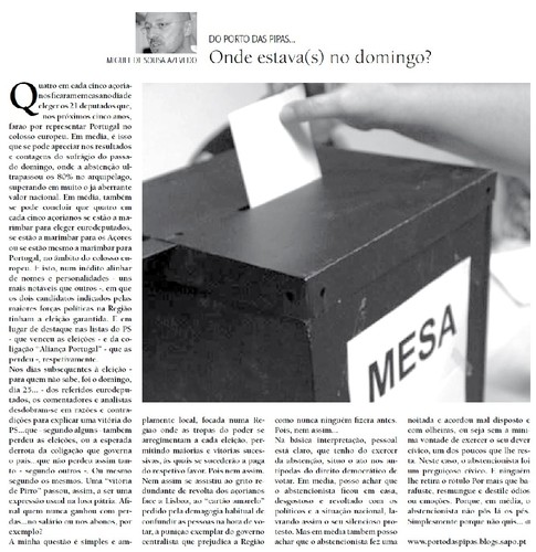 Na edição de hoje do 