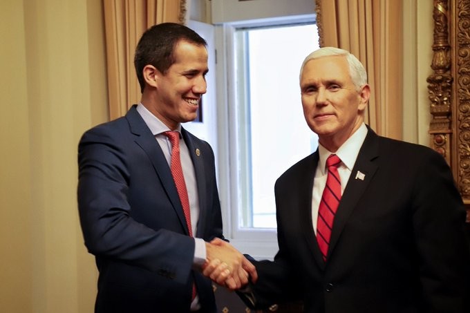 Juan Guaidó and Mike Pence