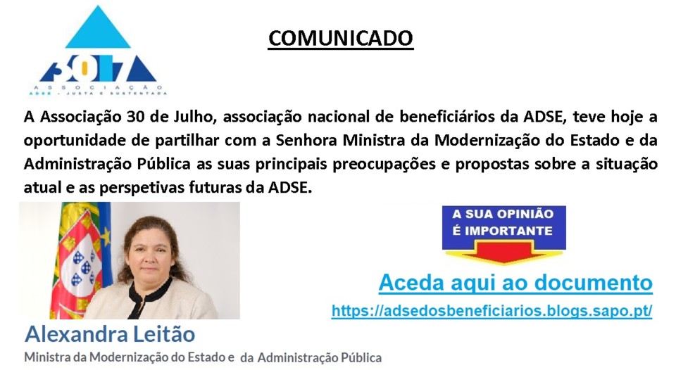 ADSE Associação de Beneficiários reúne com a Ministra