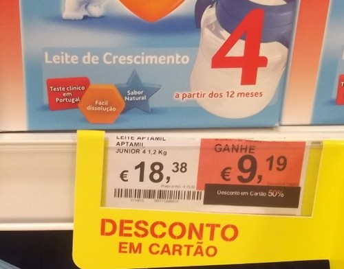 Aptamil 4 de 1,2 Kg - a 18,38 com 50% em Cartão