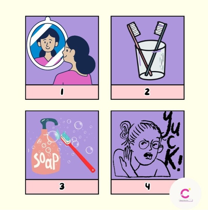 A vaca adulta diz para a gatinha ainda criança.jp