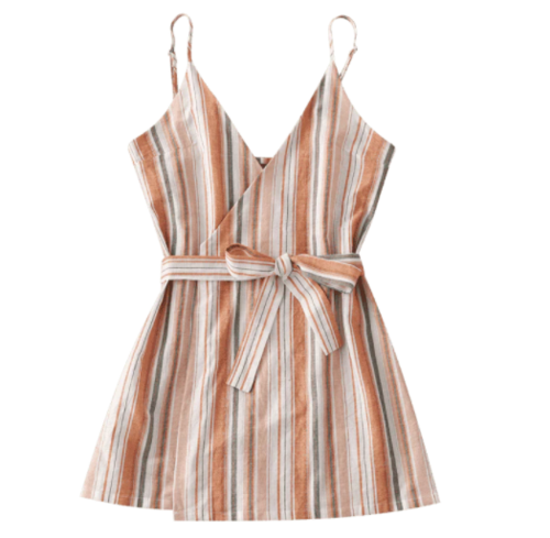 Belted Wrap Stripes Mini Dress.png