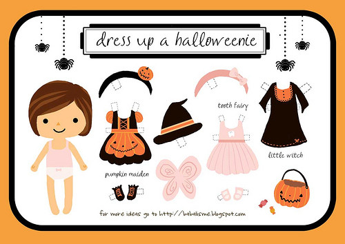 Halloween - Boneca de papel com vestidos para construir - Brinquedos de  Papel