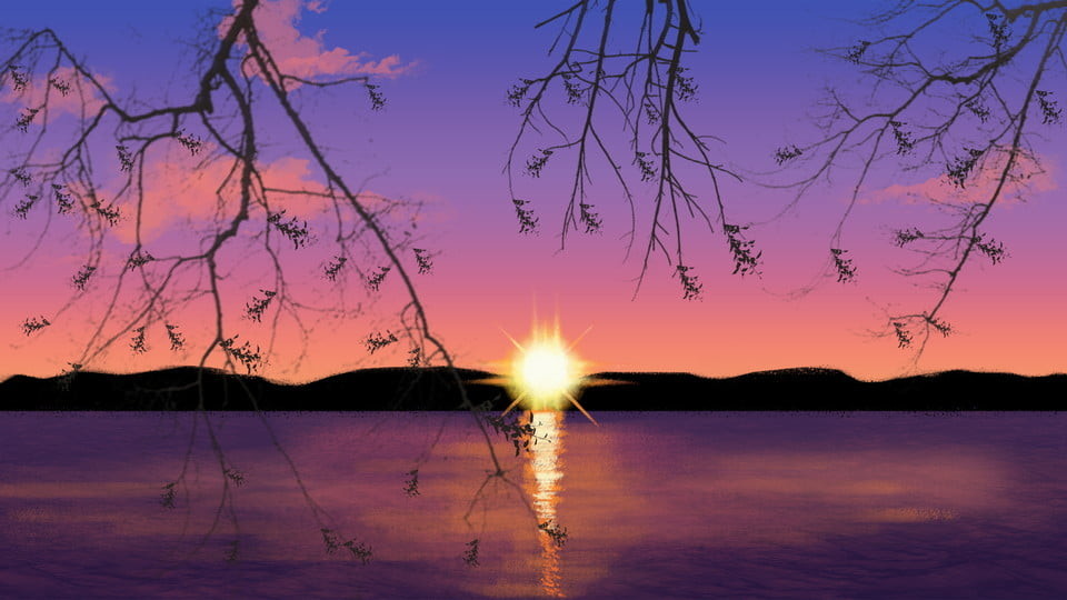 pngtree-twilight-sunset-lake-beautiful-illustratio