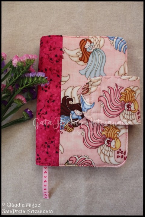 Capa agenda A5 e estojo Pink Angels2.JPG