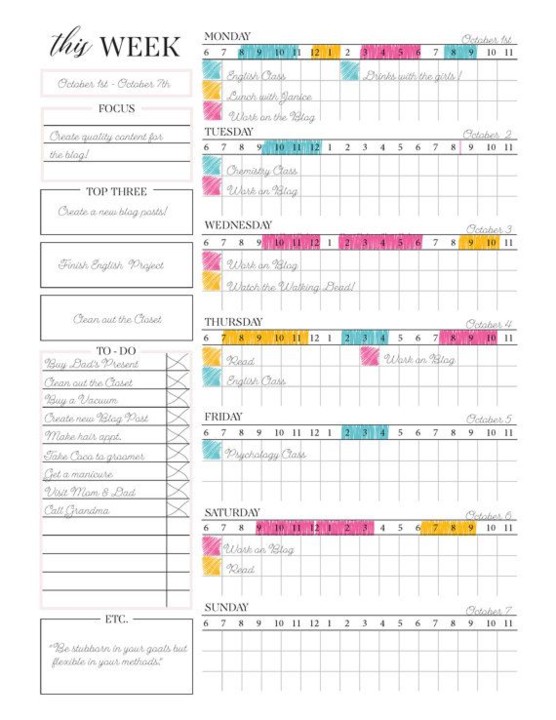 weekly planner inserts, weekly schedule, weekly pl