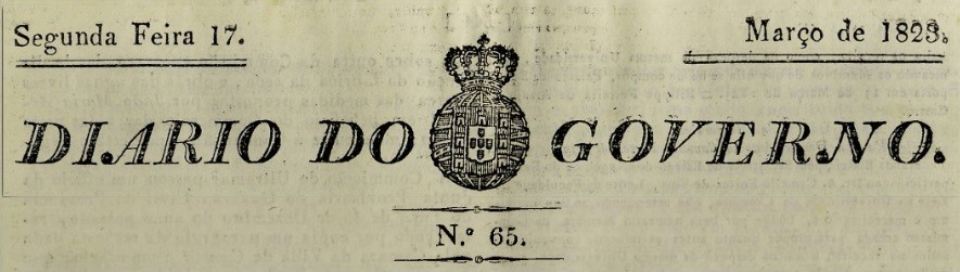 Cabecalho do Diario do Governo N. 65 de Marco de 1