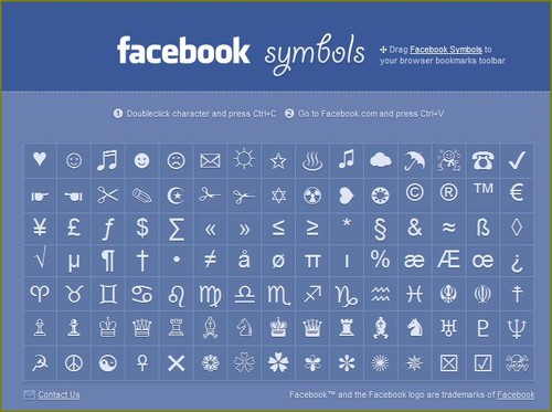 símbolos grátis para facebook