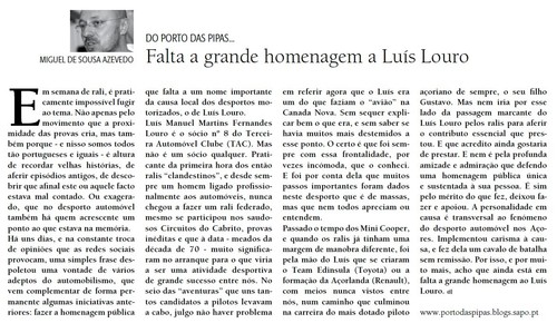 40 Falta a grande homenagem a Luis Louro - DI 25MA