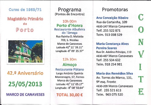 Convite do 42.º aniversário de curso