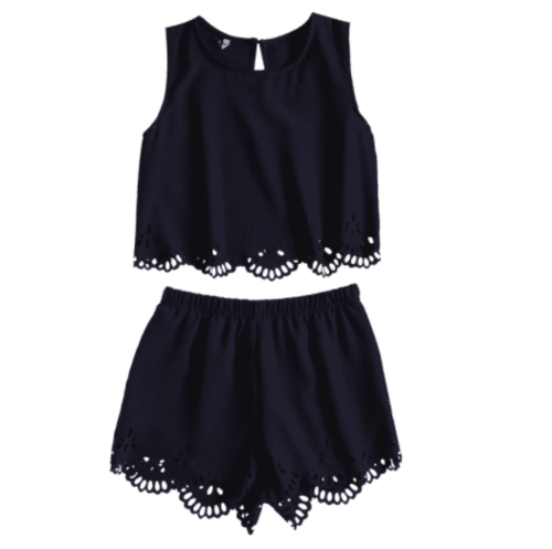 Sleeveless Laser Cut Top And Shorts Set.png