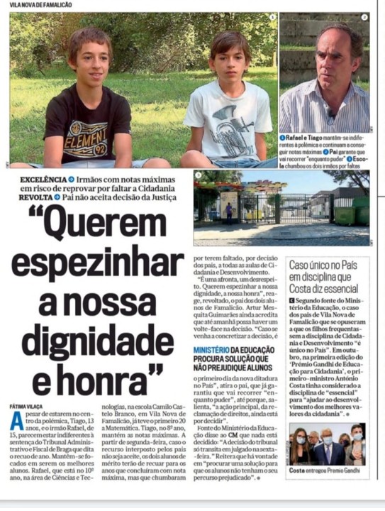 Querem espezinhar a nossa dignidade e honra in CM.