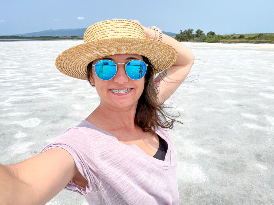 isa a tirar selfies parvas na lagoa salgada