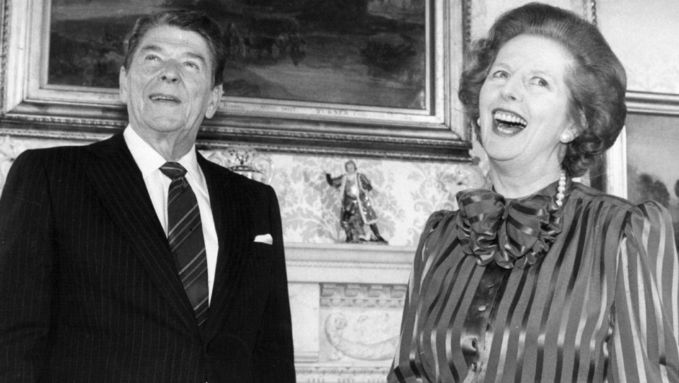 Britain&#39;s Prime Minister Margaret Thatcher and Pre
