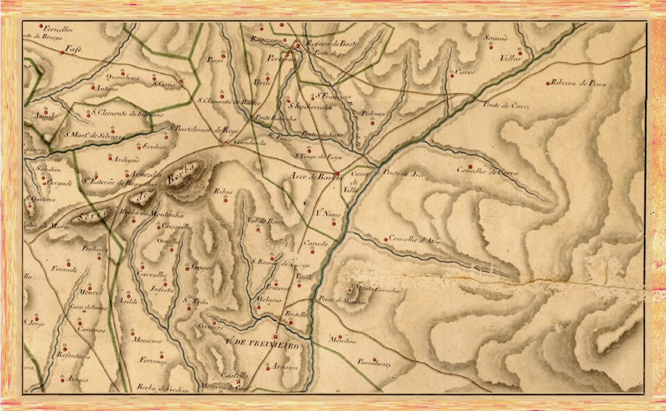 Cerva - Excerto de Mapa Custodio José Gomes de Vilas-boas, 1794-1795  Entre Douro e Minho