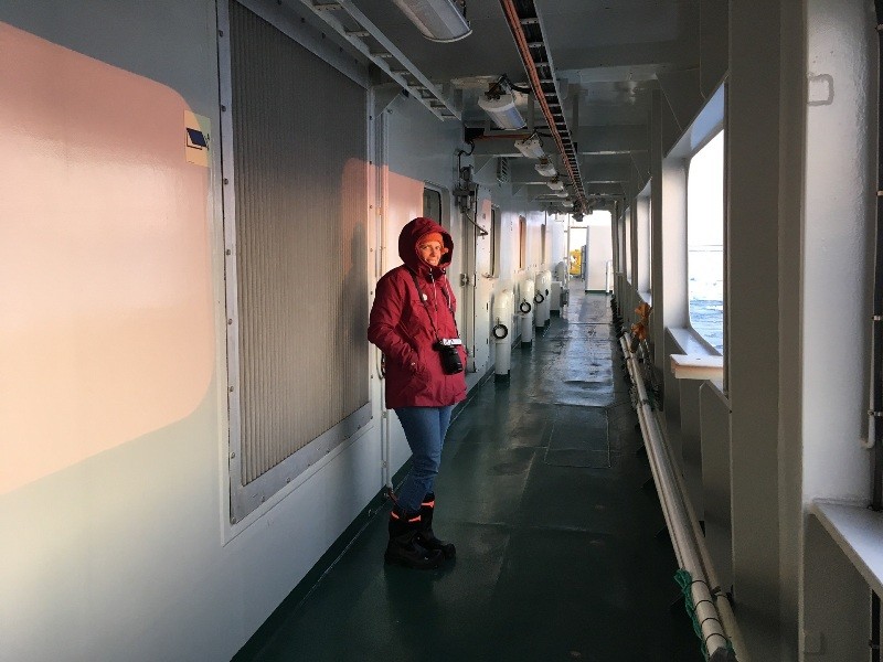 Ana Hilário a bordo do navio de investigação Kr