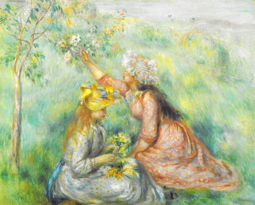 Girls Picking Flowers in a Meadow, by Pierre Auguste Renoir