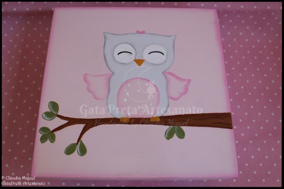 Caixa de recordações, moldura e placa Baby Owl3.