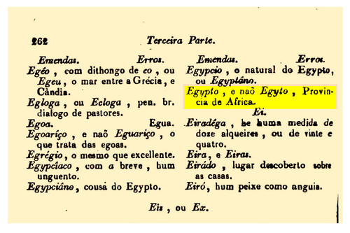 Egypto e não Egyto... (Orthographia, ou Arte de Escrever, e Pronunciar com Acerto a Língua Portugueza, para Uso do Excellentissimo Duque de Lafoens...)