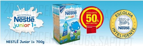 50% desconto | CONTINENTE | Leite Nestlé junior 1+