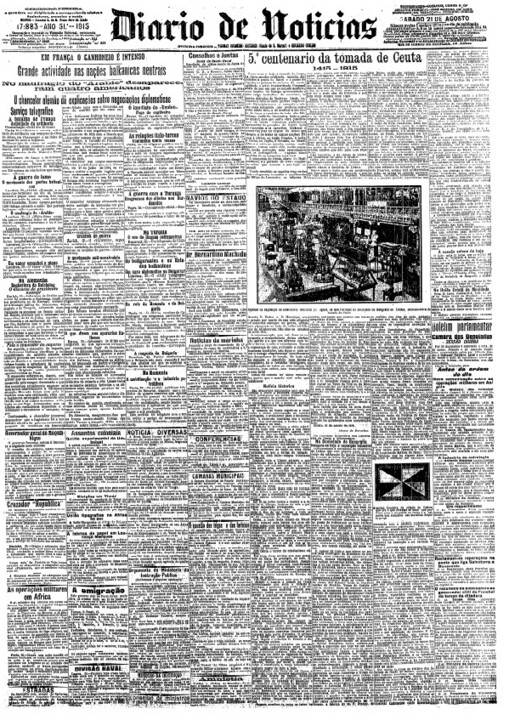 DN de 21 de agosto de 1915 © Arquivo DN