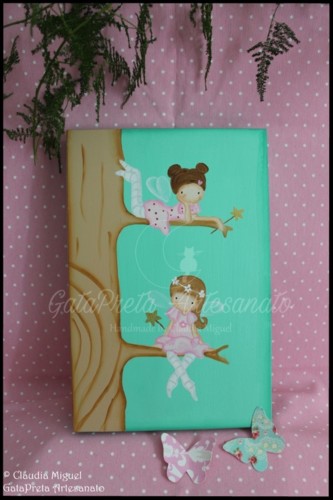 Cavalo de baloiço, tela e placa porta Tree Fairie