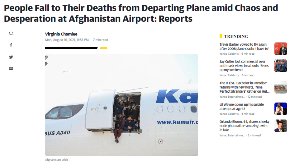 People Fall to Their Deaths from Departing Plane amid Chaos and Desperation at Afghanistan Airport: Reports