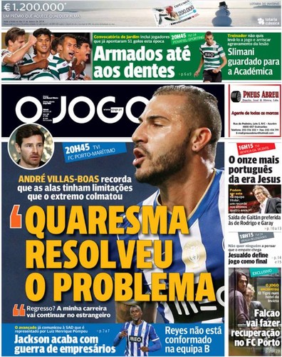 Capa - Jornal O Jogo - capa de hoje