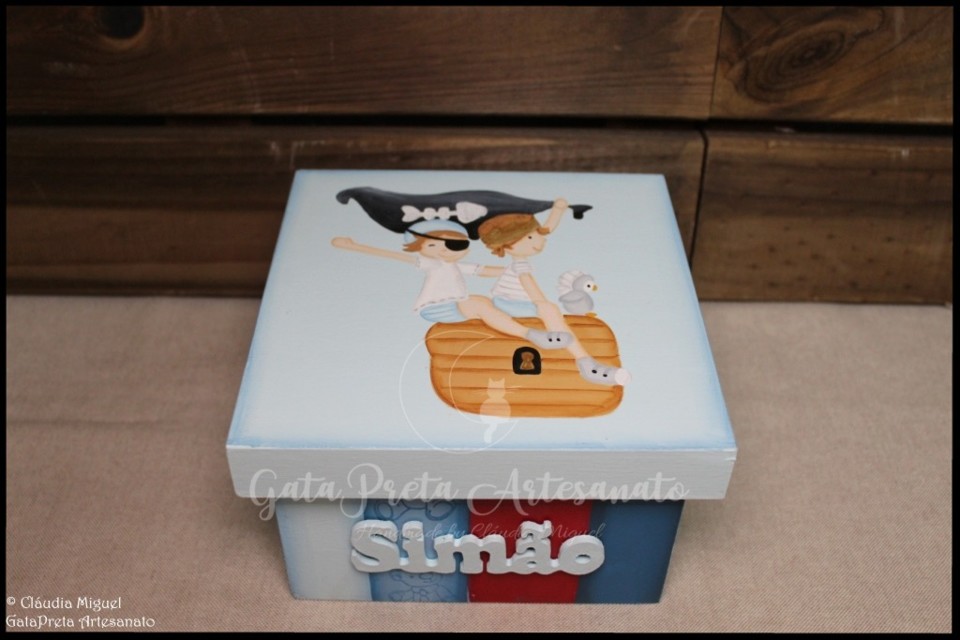 Caixa de recordações de bebé Dois Piratinhas1.J