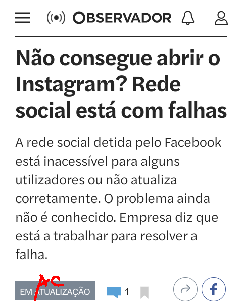 «Não consegue abrir o Instagram?…», in Observador, 2/IX/2021