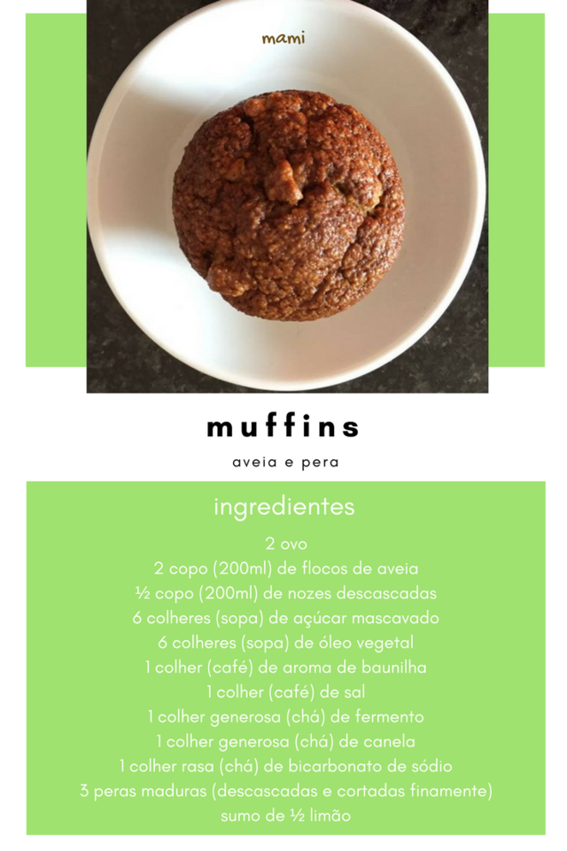 muffins de aveia e pera