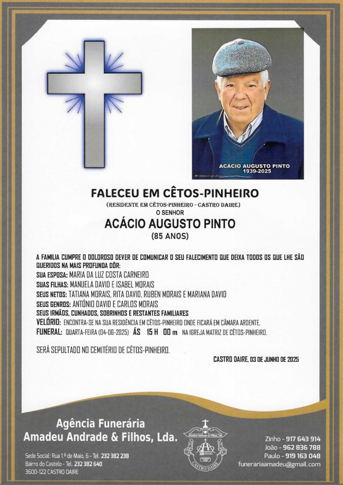 RIP2-DE ACÁCIO AUGUSTO PINTO.85 ANOS (CÊTOS-PINH