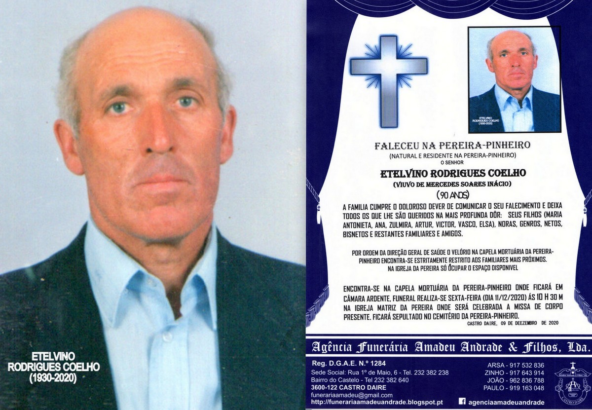 FOTO RIP DE ETELVINO RODRIGUES COELHO-90 ANOS (PER