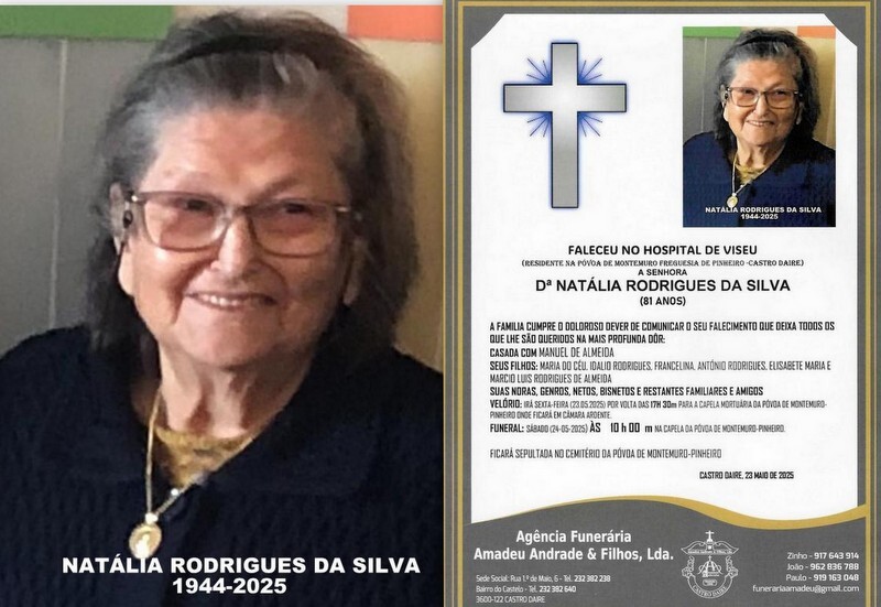 FOTO RIP  DE NATÁLIA RODRIGUES DA SILVA- 81 ANOS 