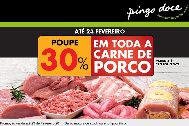30% de desconto imediato | PINGO DOCE | Carne de Porco