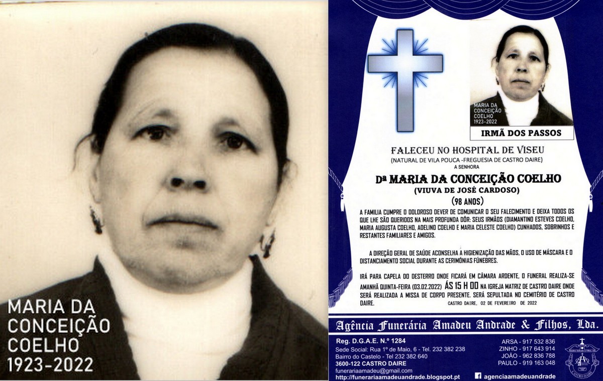 FOTO RIP  DE MARIA DA CONCEIÇAÕ COELHO-98 ANOS (