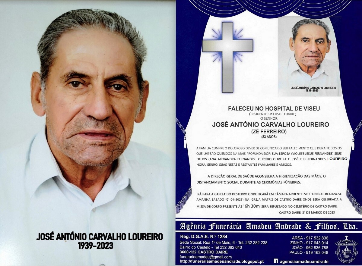 FOTO RIP DE JOSÉ ANTÓNIO CARVALHO LOUREIRO-83 AN