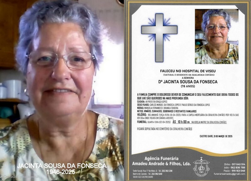 FOTO RIP DE JACINTA SOUSA DA FONSECA -78 ANOS (GRA
