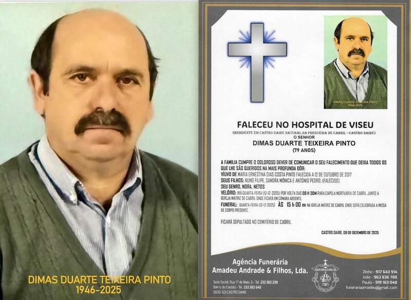 FOTO RIP  DE DIMAS DUARTE TEIXEIRA PINTO-79 ANOS (