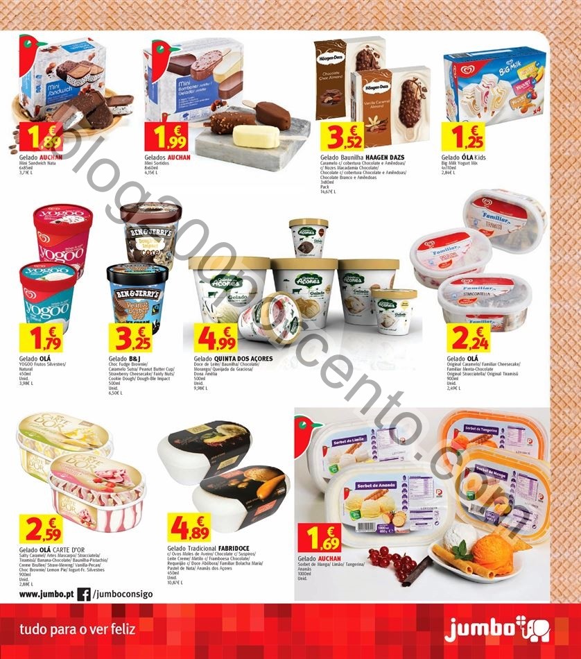Antevisão folheto JUMBO Gelados promoções de 2 