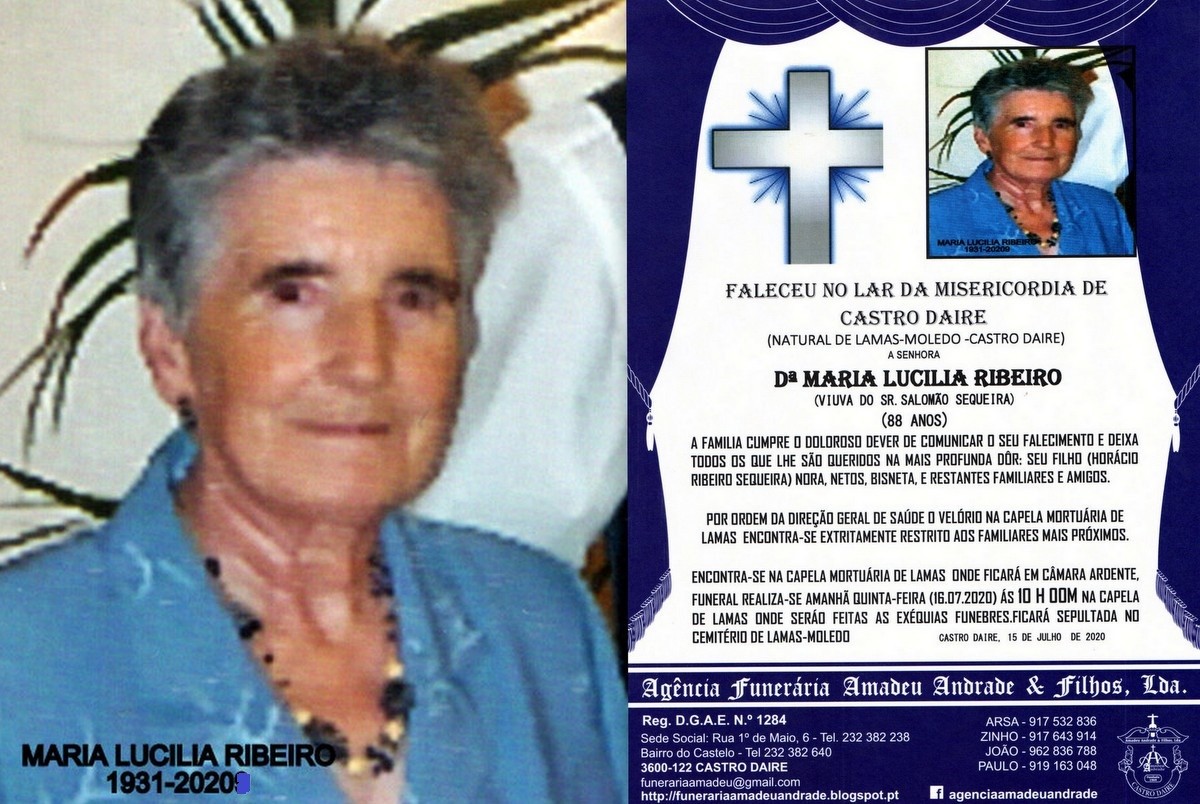 FOTO RIP DE MARIA LUCILIA RIBEIRO-88 ANOS (LAMAS-M
