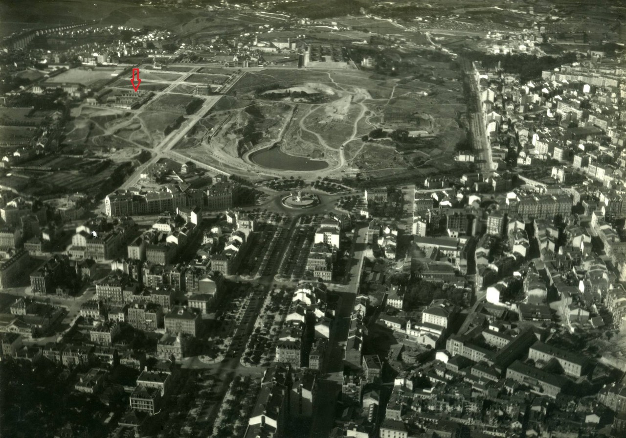 Fotografia aérea da avenida da Liberdade e arredo