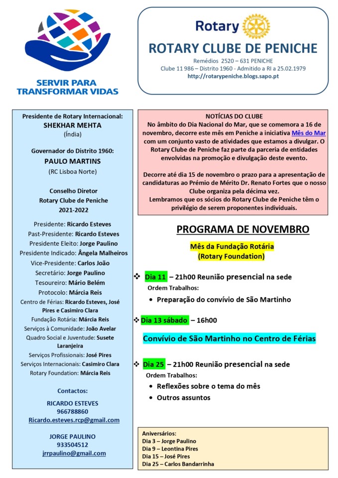 Programa de novembro do Rotary Clube de Peniche_pa