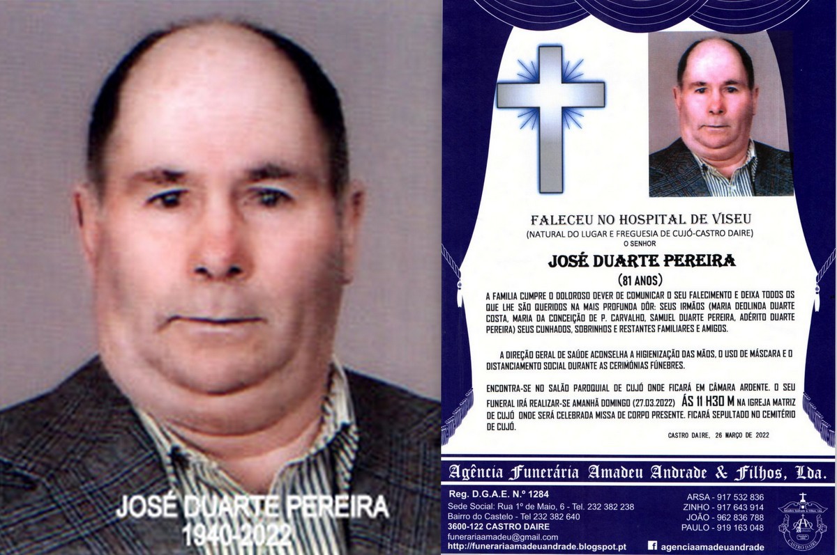FOTO RIP  DE JOSÉ DUARTE PEREIRA-81 ANOS (CUJÓ).
