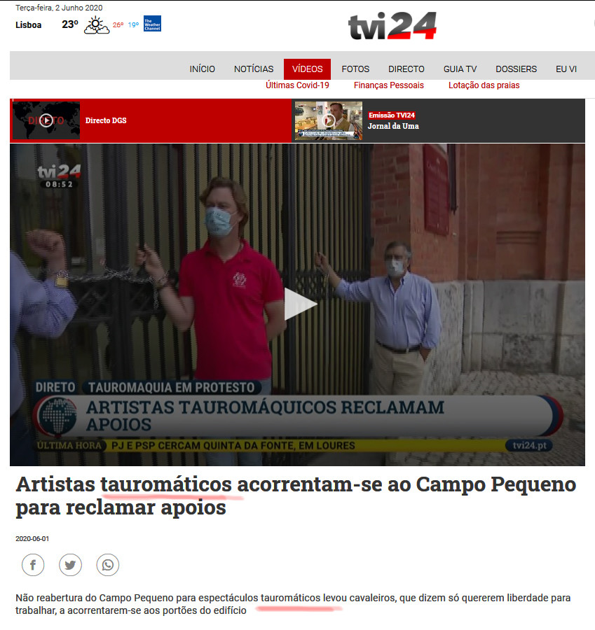 «Artistas tauromáticos…», T.V.I., 1/6/20
