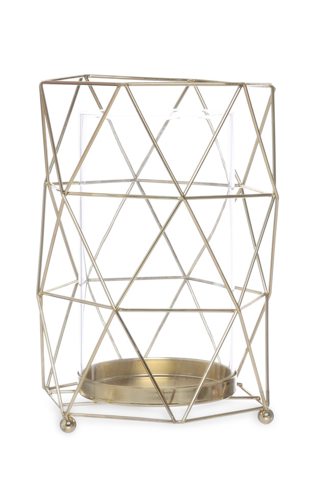 Kimball-1707001-WIREGLASS CANDLE HOLDER GOLD, W