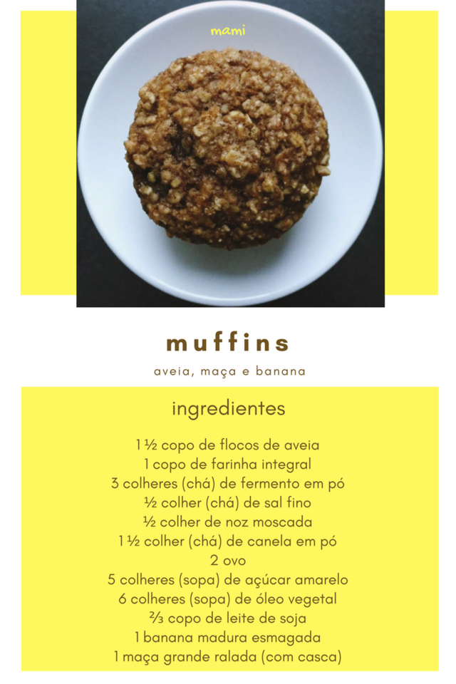 muffins de aveia, banana e maça