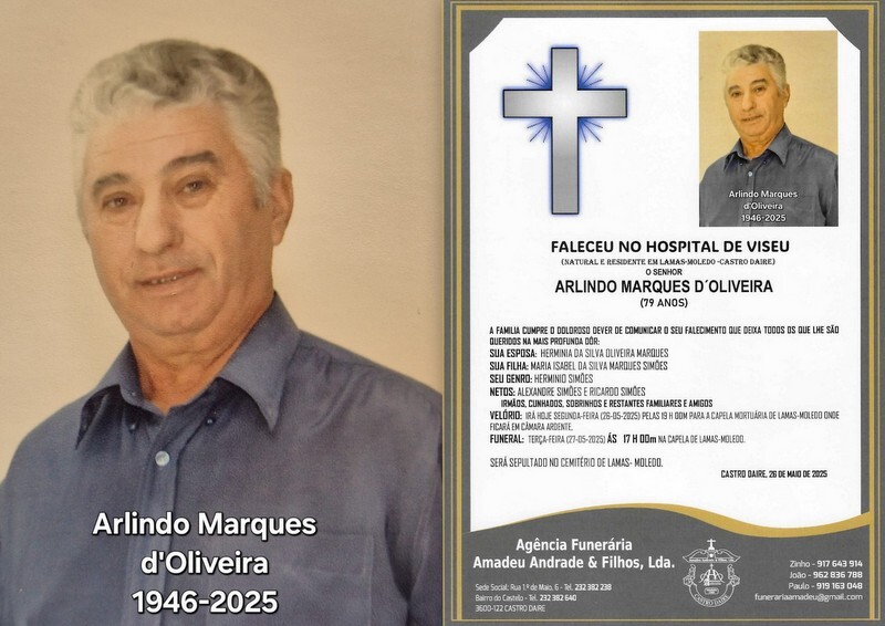 FOTO  RIP DE ARLINDO MARQUES D´OLIVEIRA-79 ANOS (