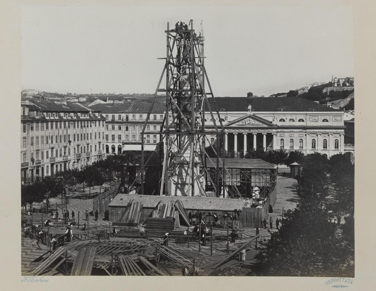Construção da estátua de D. Pedro IV, 1870,  fo